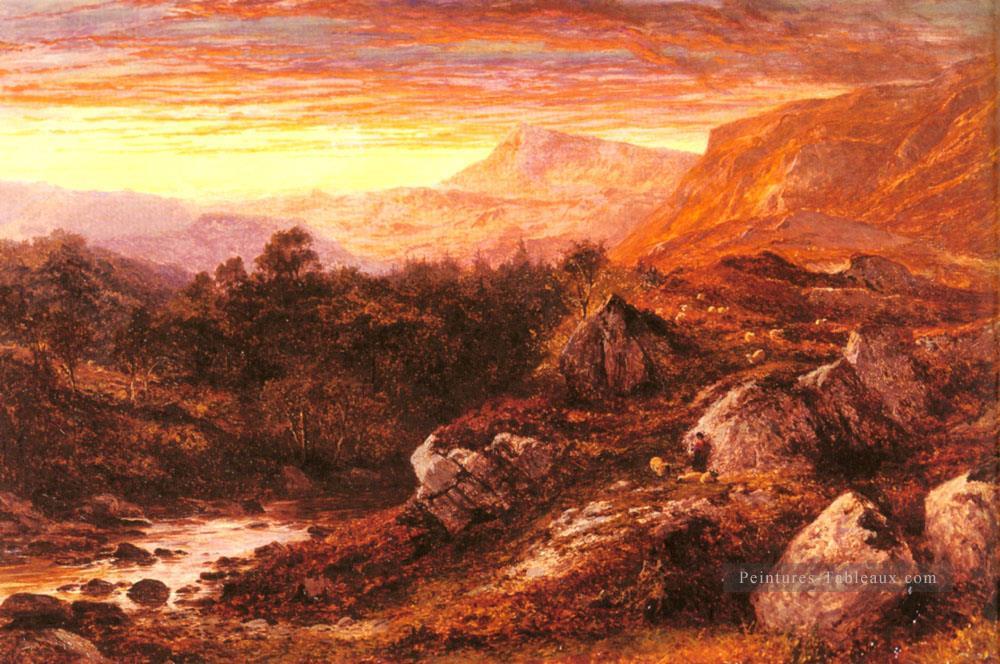 La vallée de la Lleder Pays de Galles du Nord paysage Benjamin Williams Leader Montagne Peintures à l'huile